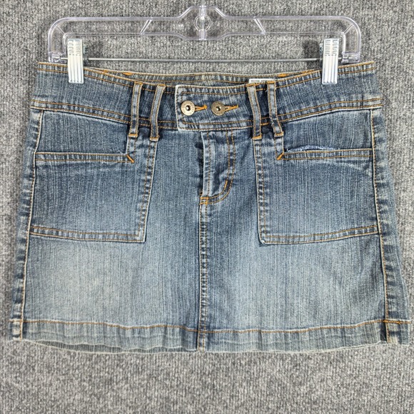 Paris Blues Dresses & Skirts - Vintage Paris Blues Micro Mini Skirt Womens Size 5 Y2K Ramie Blend Stretch Denim